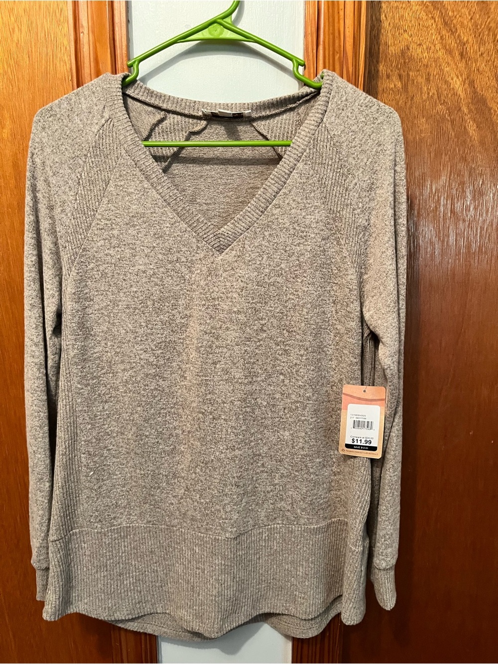 Heather Gray V‑Neck Lightweight Knit Sweater
